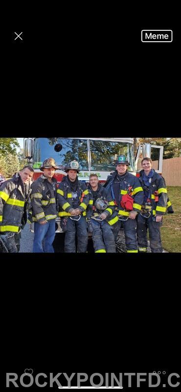 Crew from E-17 & FP-13 upon completion of operations at working residential fire in Miller Place 